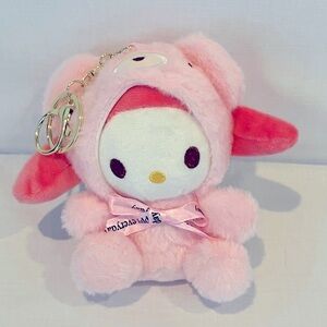 Pink Plush Kitty Character Key Ring Holder